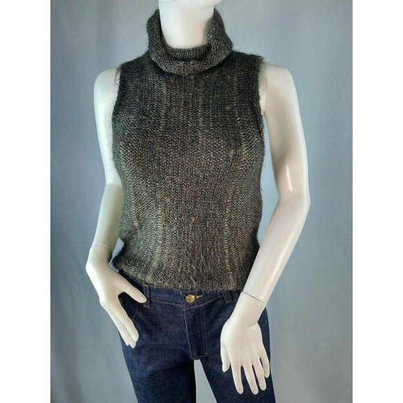 Trussardi Jeans Sleeveless Turtleneck Metallic Dar - Picture 4 of 11